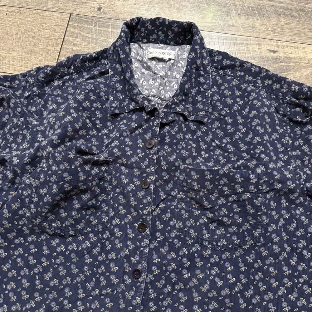 VTG 90s Cambridge Spirit Mens XL Cottage Floral Button Up Corduroy Flannel Shirt